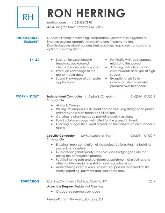 Modern Acclaimed Blue Resume Template