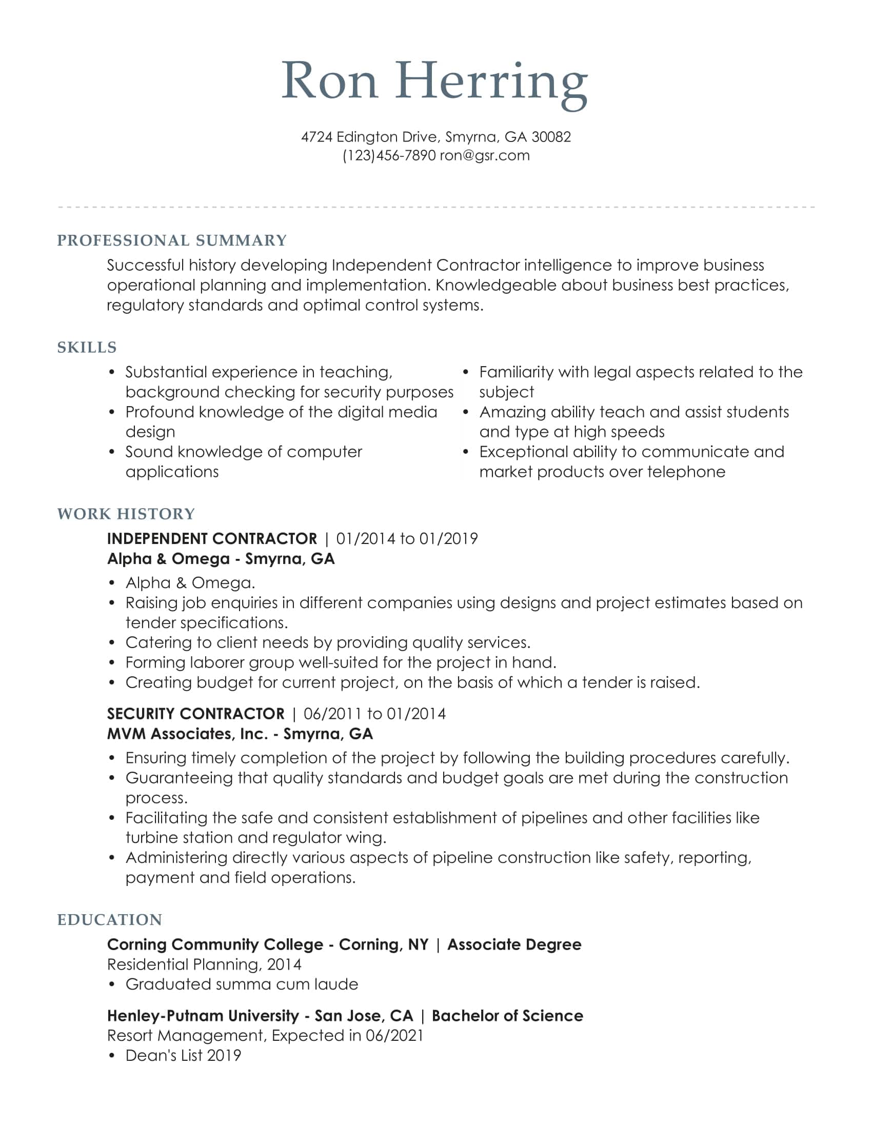 Professional Distinguished Grey Resume Template
