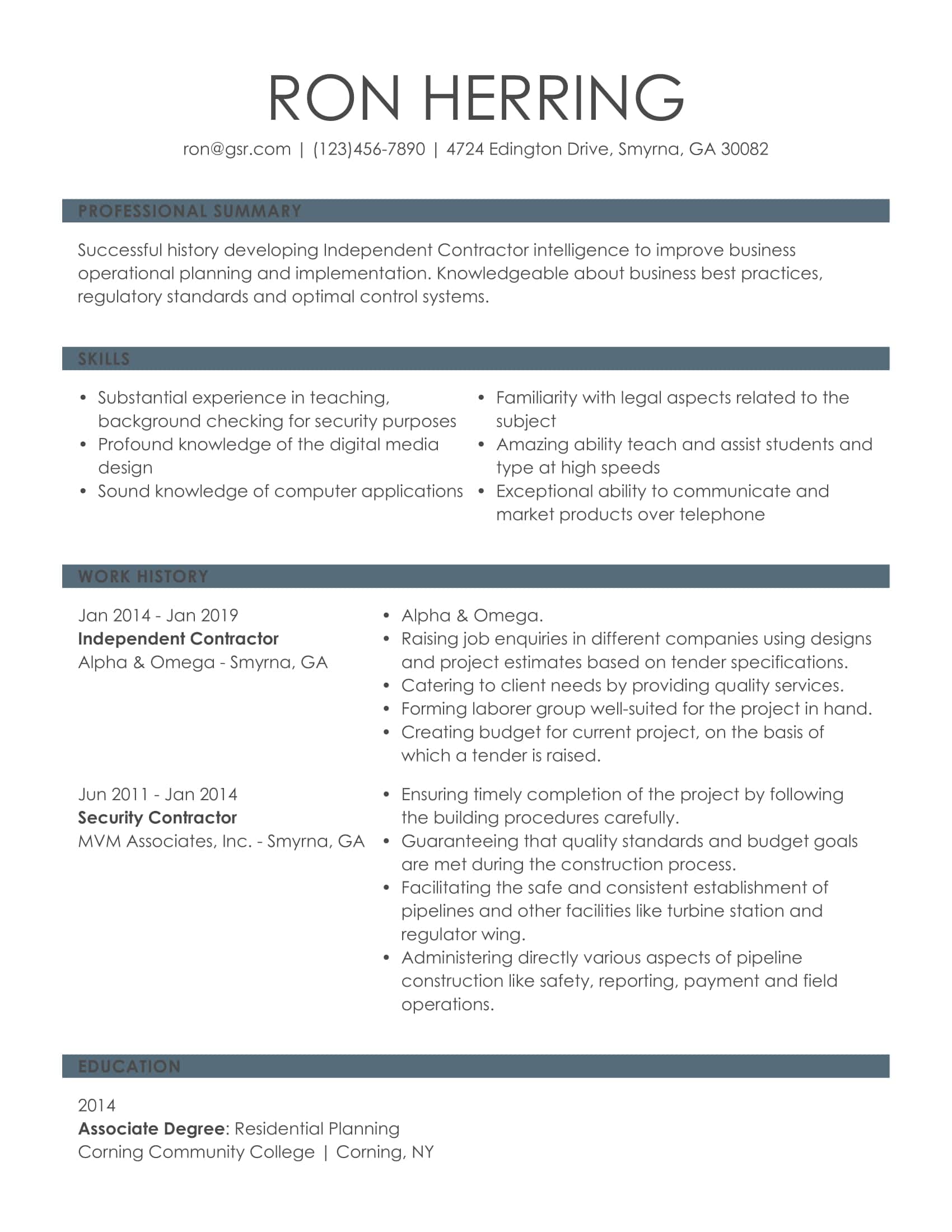 Simple Knowledgeable Gray Resume Template