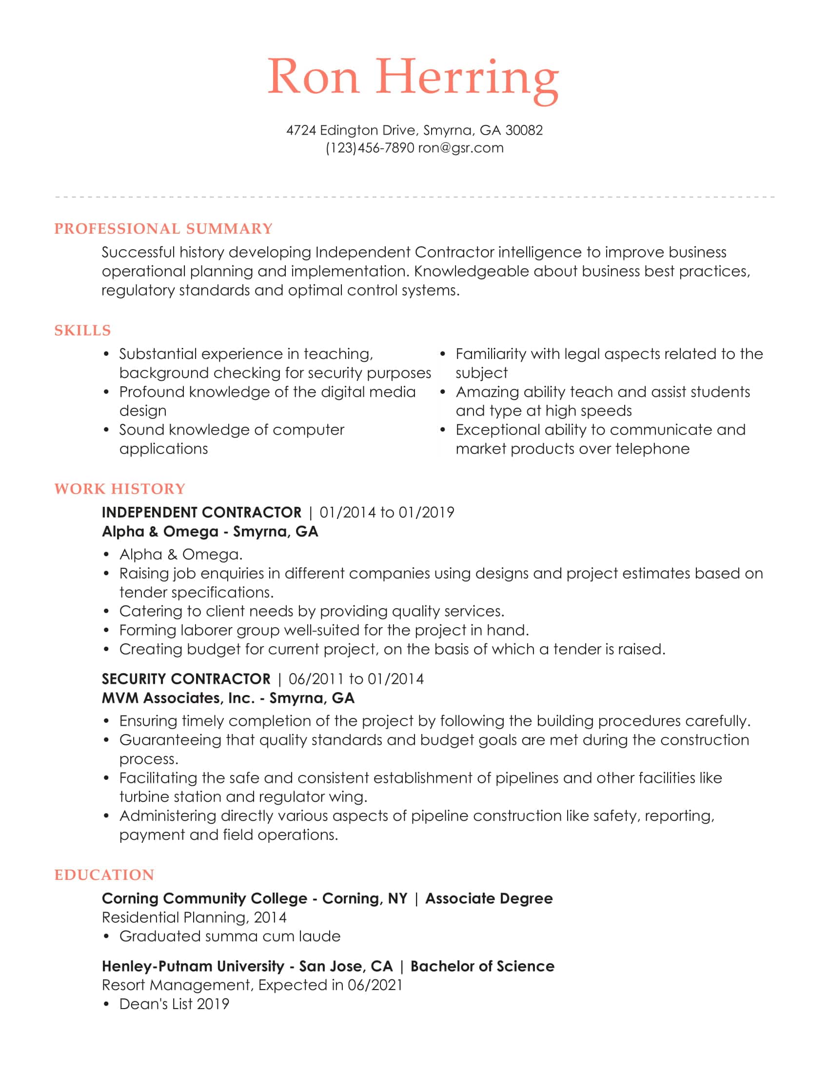 Professional Distinguished Peach Resume Template